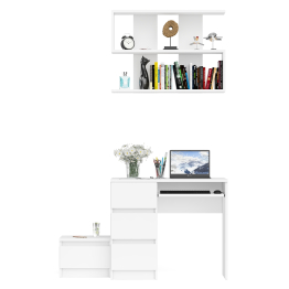 Стол компьютерный три ящика МС-6 левый с тумбочкой ТМП400 и навесной полкой 900 Мори