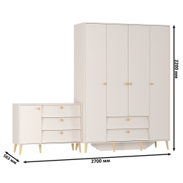 Шкаф большой 4-х дверный Афина и комод с дверкой и тремя ящиками