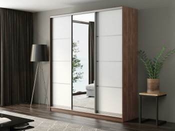 Шкаф-купе Айсберг 220 ШАМОНИ ТЕМНЫЙ (белый/зеркало)