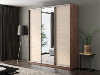 Шкаф-купе Айсберг 220 ШАМОНИ ТЕМНЫЙ (шамони светлый/зеркало)