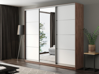 Шкаф-купе Айсберг 270 ШАМОНИ ТЕМНЫЙ (белый/зеркало)