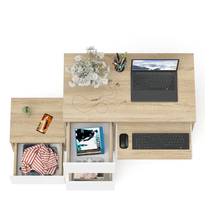 Прямые компьютерные столы, Компьютерный стол три ящика Мори МС-6 левый с тумбой 400