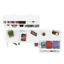 Комод три ящика Мори 800 с письменным столом 1200 и навесной полкой 1200