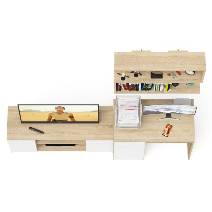 Прямые компьютерные столы, Стол однотумбовый компьютерный Мори МС-1 левый с полкой на 900 и тумбой на 1200