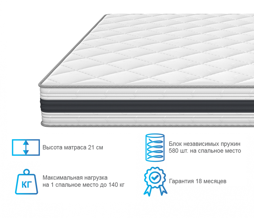 Другие размеры, Матрас ARMOS Ясон Hard (Трикотаж 3D) 90х190 см