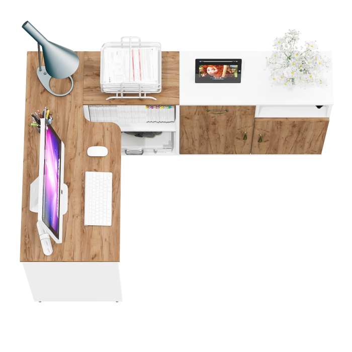 Домашние кабинеты, Стол-трансформер компьютерный и две тумбы для хранения Лидер-8.