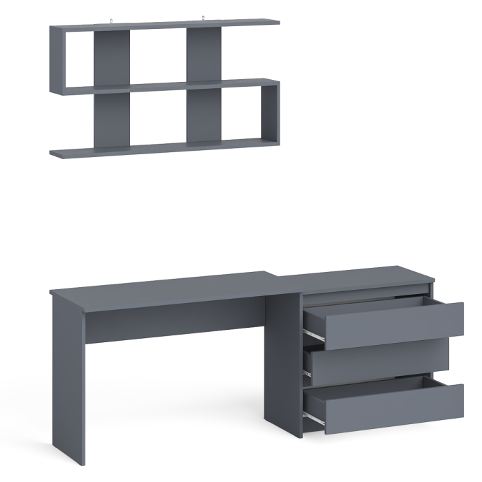 Прямые компьютерные столы, Комод три ящика Мори 800 с письменным столом 1200 и навесной полкой 1200