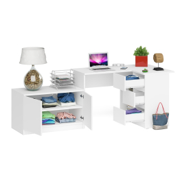 Тумба широкая Мори 900 и угловой стол компьютерный Мори правый