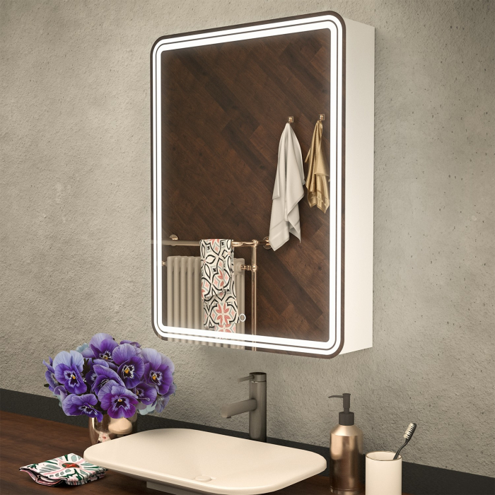 Шкафы с зеркалом, Зеркало шкаф MIXLINE Адриана 600*800 (ШВ) правый,сенсорный выкл, светодиодная подсветка