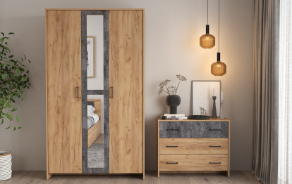 Шкаф для одежды Бордо 85.01 (3х дв.) + коплект зеркал 85.06