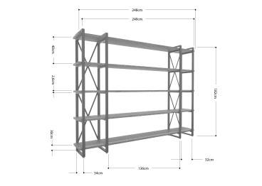 Стеллаж Айсберг Лофт 240х182-4 v4 черный