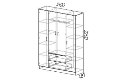 Шкаф Квадро распашной 1,6 м ЛДСП