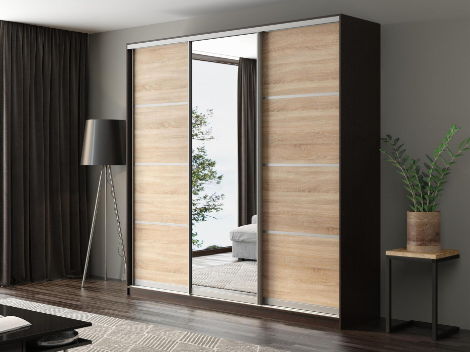 Шкафы-купе, Шкаф-купе Айсберг 240 ВЕНГЕ (сонома/зеркало)