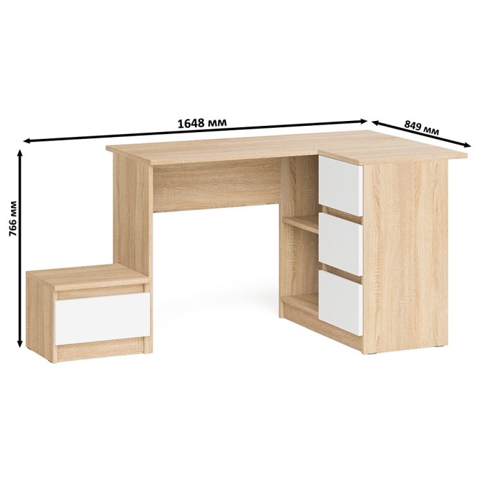 Угловые, Угловой компьютерный стол Мори МС-16 правый с тумбой ТМП400