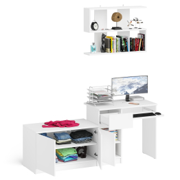 Компьютерный стол Мори МС-1 левый с тумбой две дверки и полкой