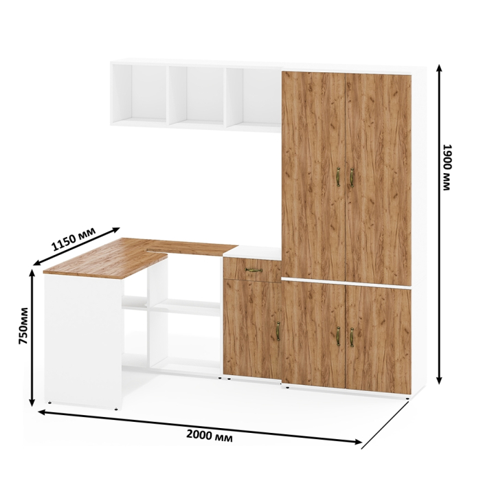 Домашние кабинеты, Стол рабочий-трансформер с полкой с тумбочкой Лидер-8 3.15 и шкафом 20Б для хранения