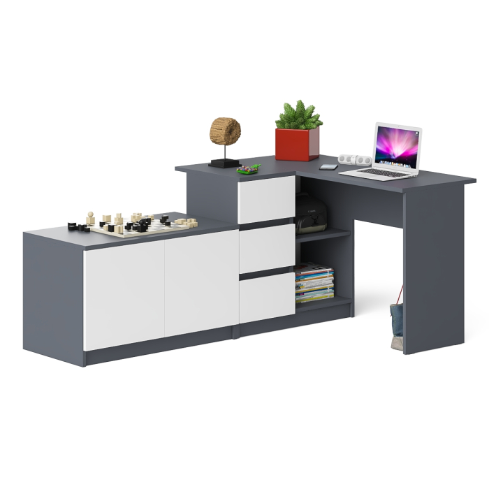 Угловые, Компьютерный угловой стол левое исполнение с широкой тумбой Мори МА-900