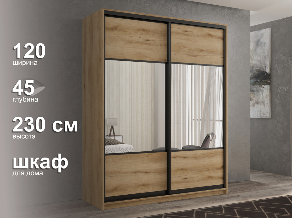 Шкафы-купе 2-х дверные, Шкаф-купе 2х дверный Кааппи 6 120х45