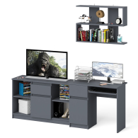 Прямые компьютерные столы, Тумба для техники МТВ1204.1 с компьютерным столом Мори МС-1 левым и полкой навесной