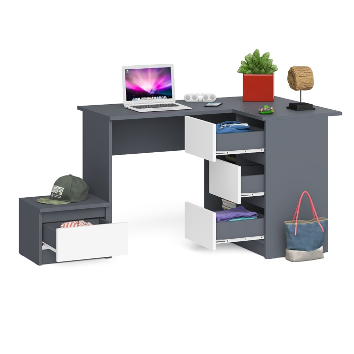 Угловые, Угловой компьютерный стол Мори МС-16 правый с тумбой ТМП400