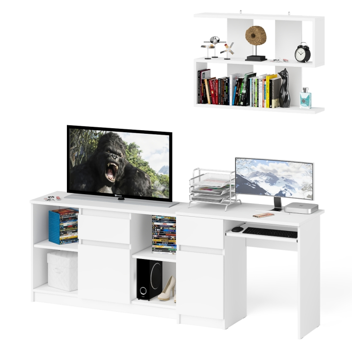 Прямые компьютерные столы, Тумба для техники МТВ1204.1 с компьютерным столом Мори МС-1 левым и полкой навесной