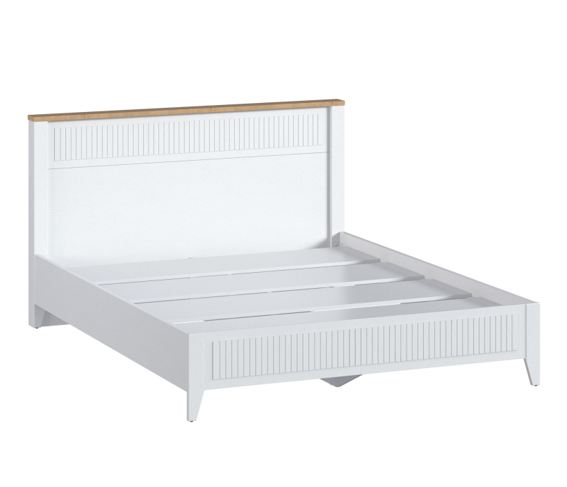 Кровати 160 см, Кровать Монтана СБ-3550 Белый Альпийский,Дуб Гамильтон,МДФ Дуб Белый
