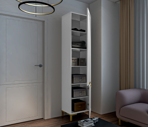 Шкаф-пенал Ассоль СБ-3430 Белый/МДФ Белый