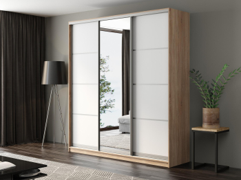 Шкаф-купе Айсберг 220 СОНОМА (белый/зеркало)