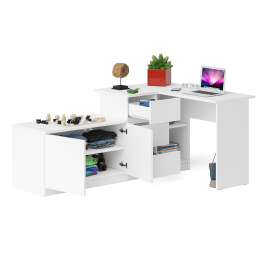 Компьютерный угловой стол левое исполнение с широкой тумбой Мори МА-900