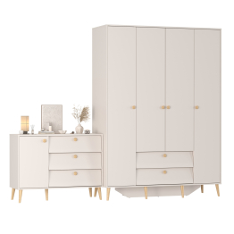 Шкаф большой 4-х дверный Афина и комод с дверкой и тремя ящиками