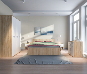 Мамбо Спальня Комплект 3 Дуб Сонома/Белый