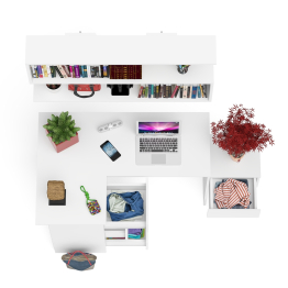 Угловой стол компьютерный Мори МС-16 левый с тумбочкой с ящиком 400 и полкой на 1200