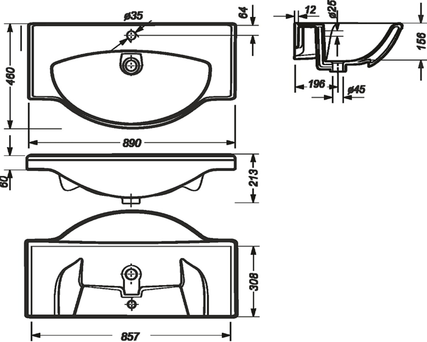 Тумбы с раковиной для ванны, Тумба с раковиной  Francesca Avanti Империя 90-2 белый (2ящ+3дв, ум. Классик Санита-90)