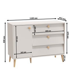 Шкаф большой 4-х дверный Афина и комод с дверкой и тремя ящиками