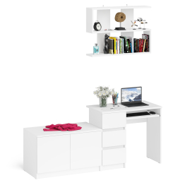 Тумба с дверками МА900 с компьютерным столом МС-6 левым и полкой 900