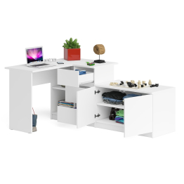 Тумба широкая Мори 900 и угловой стол компьютерный Мори правый