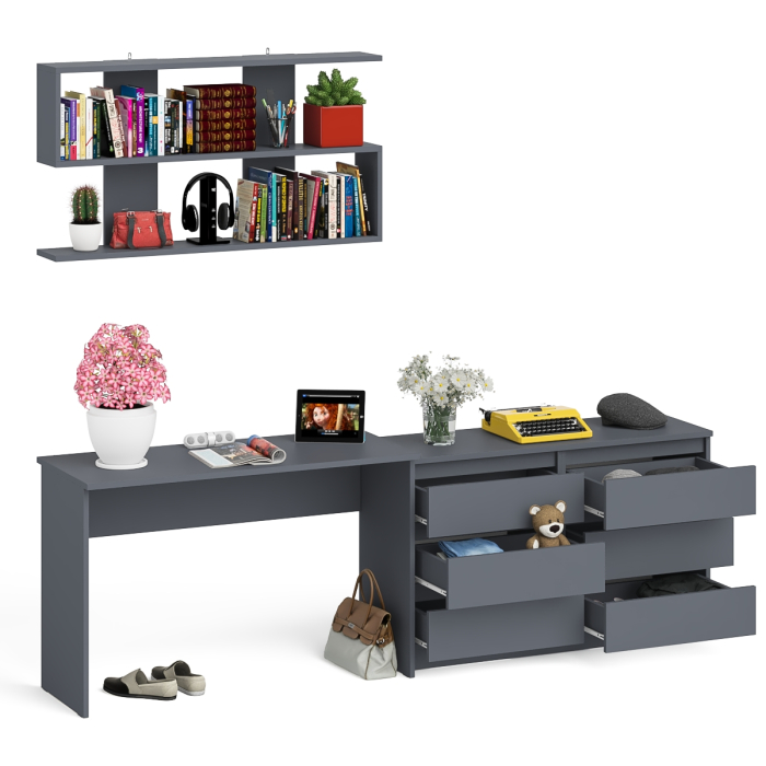 Прямые компьютерные столы, Мори стол письменный 1200.1 с полкой 1200 и широким комодом