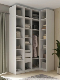 Угловой шкаф для одежды распашной с ящиками и антресолью, София, 2600х1700х900мм