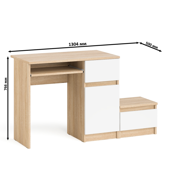 Прямые компьютерные столы, Компьютерный стол МС-1 правый с тумбой Мори