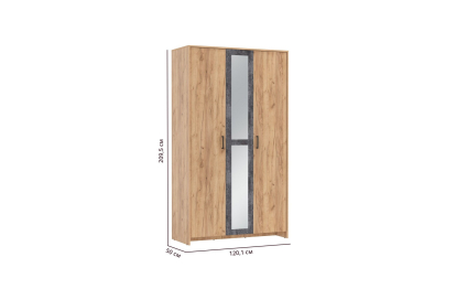 Шкаф для одежды Бордо 85.01 (3х дв.) + коплект зеркал 85.06