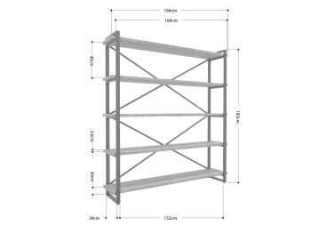 Стеллаж Айсберг Лофт 160х182-2 черный