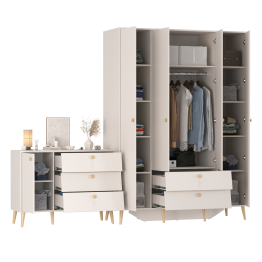 Шкаф большой 4-х дверный Афина и комод с дверкой и тремя ящиками