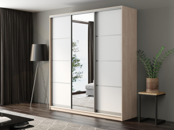 Шкаф-купе Айсберг 220 ШАМОНИ СВЕТЛЫЙ (белый/зеркало)