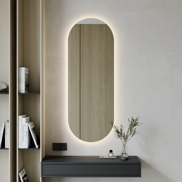 Зеркала в спальню, Зеркало с нейтральной подсветкой GENGLASS NOLVIS NF LED M, с проводом  50х135 см