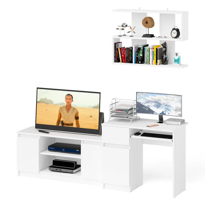 Прямые компьютерные столы, Стол однотумбовый компьютерный Мори МС-1 левый с полкой на 900 и тумбой на 1200