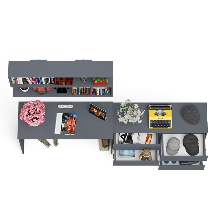 Прямые компьютерные столы, Мори стол письменный 1200.1 с полкой 1200 и широким комодом