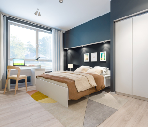 Спальня Кито (кровать+шкаф+тумба+стол) Белый