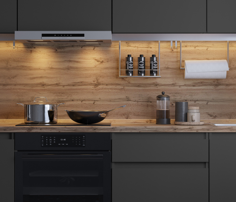 Кухонные гарнитуры, Кухонный гарнитур Леон прямой 260 см, диамант серый