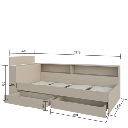 Набор Кровать Ксения 900 с ящиками и прикроватным блоком