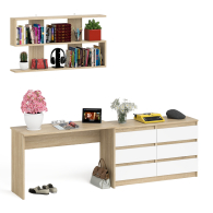 Прямые компьютерные столы, Мори стол письменный 1200.1 с полкой 1200 и широким комодом